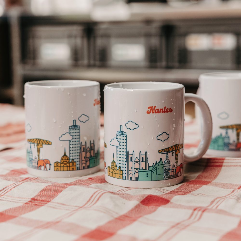 Mugs céramique imprimés skyline Nantes