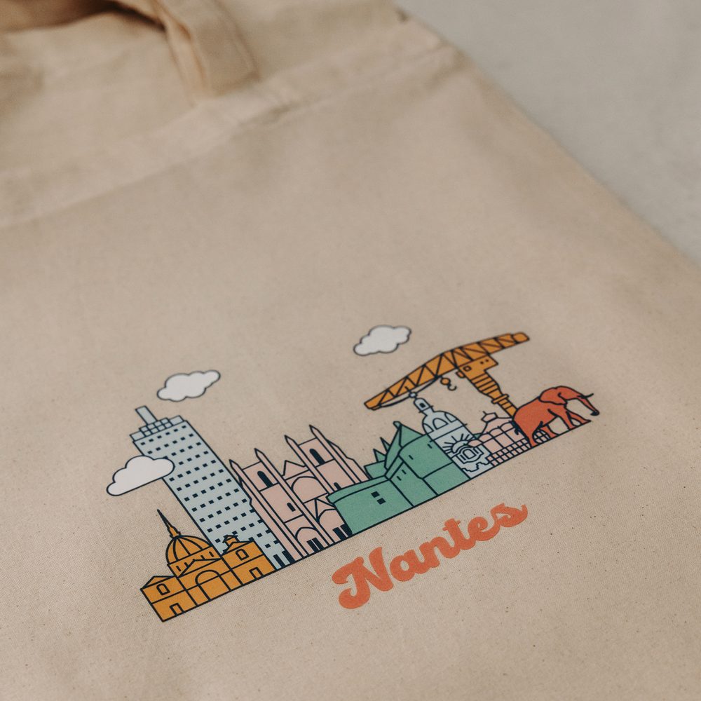 Tote bag coton imprimé skyline Nantes
